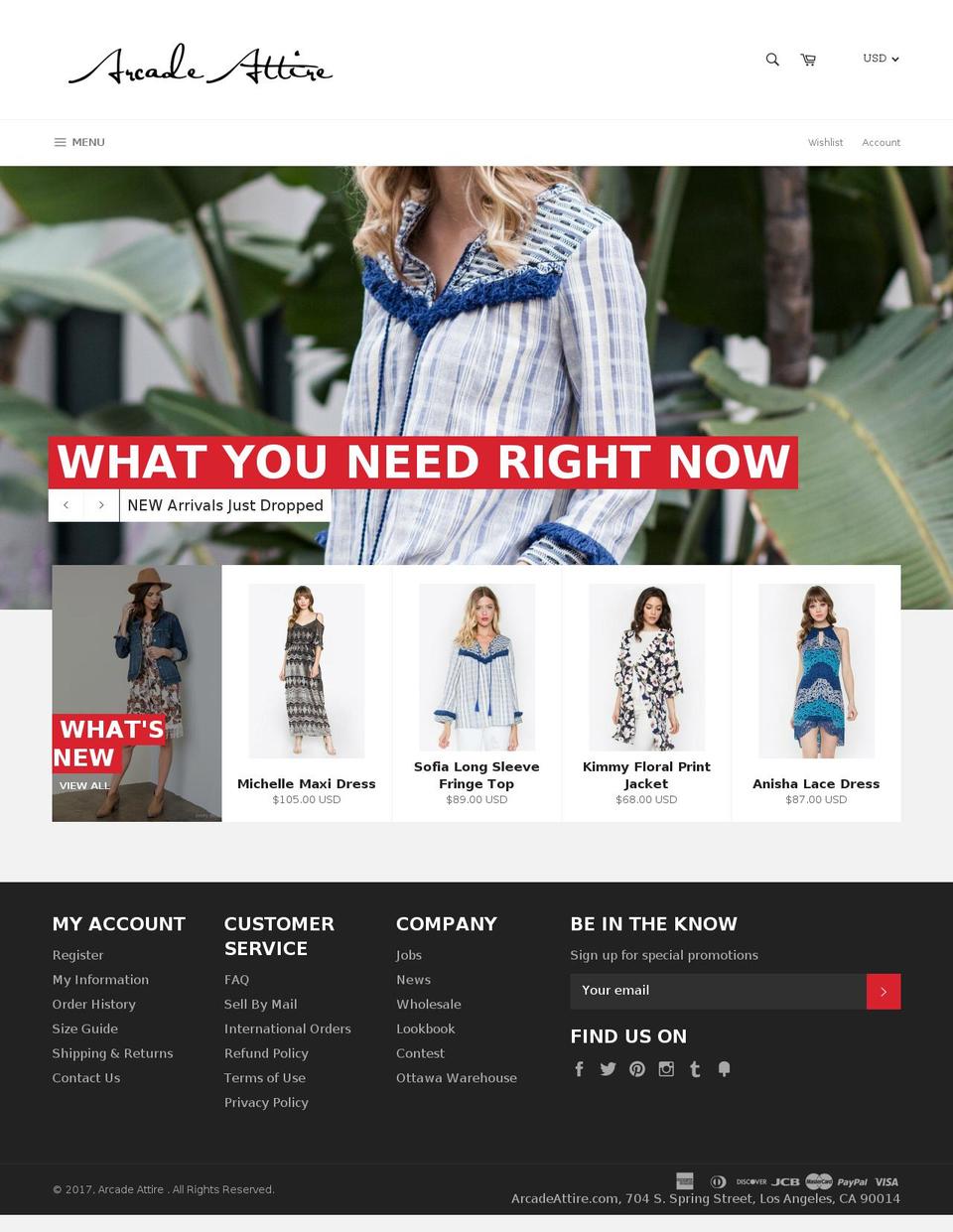 arcadeattire.com shopify website screenshot