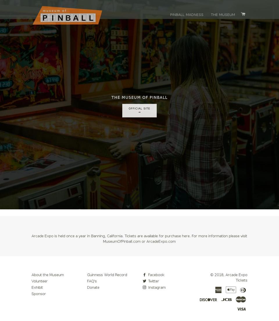 arcadeexpo.myshopify.com shopify website screenshot