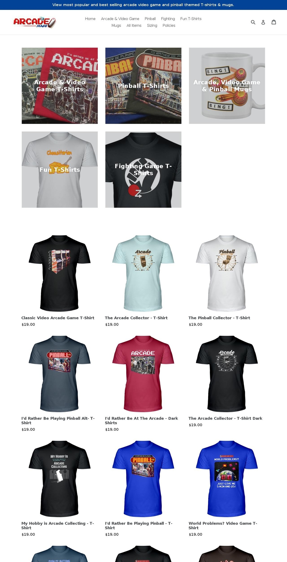 arcademade.com shopify website screenshot