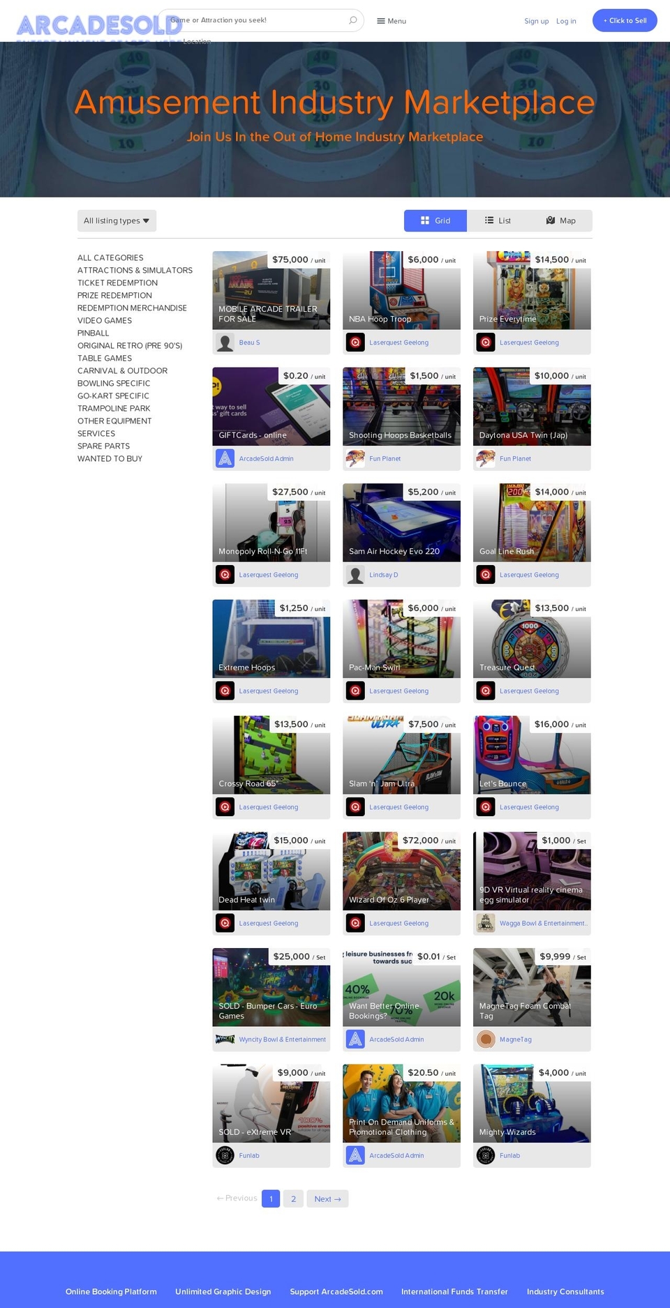 arcadesold.com — Shopify storefront screenshot
