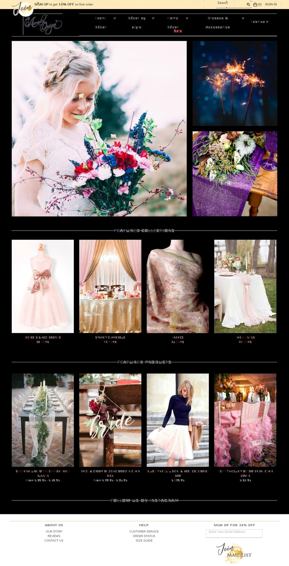 arcadia-designs.com — Shopify storefront screenshot