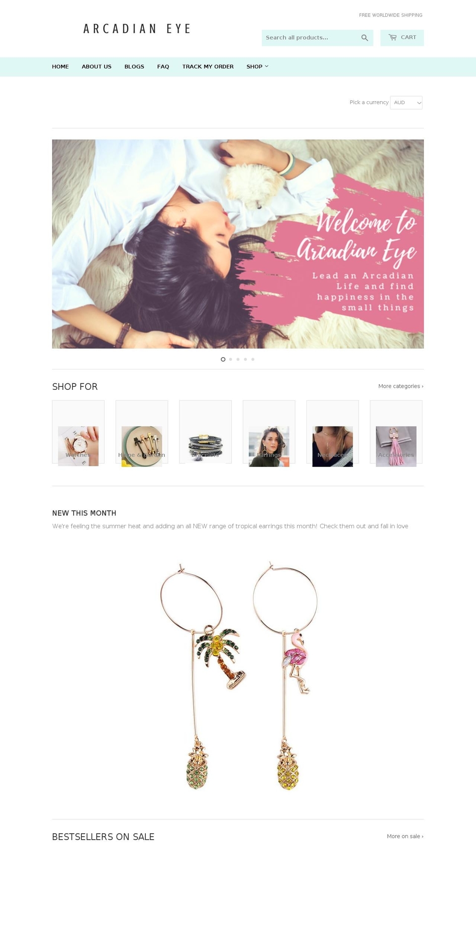 arcadianeye.com shopify website screenshot