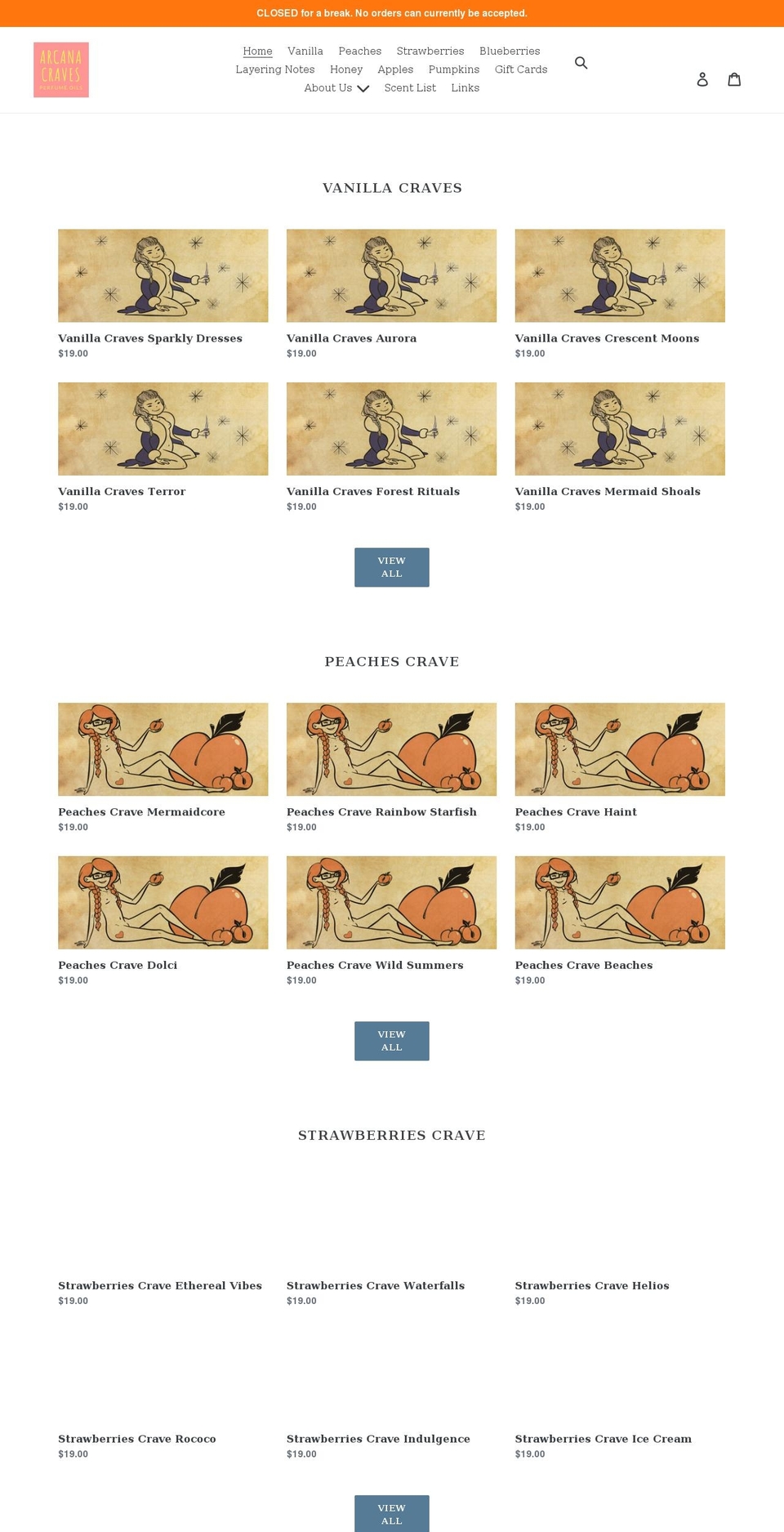 arcanacraves.com shopify website screenshot