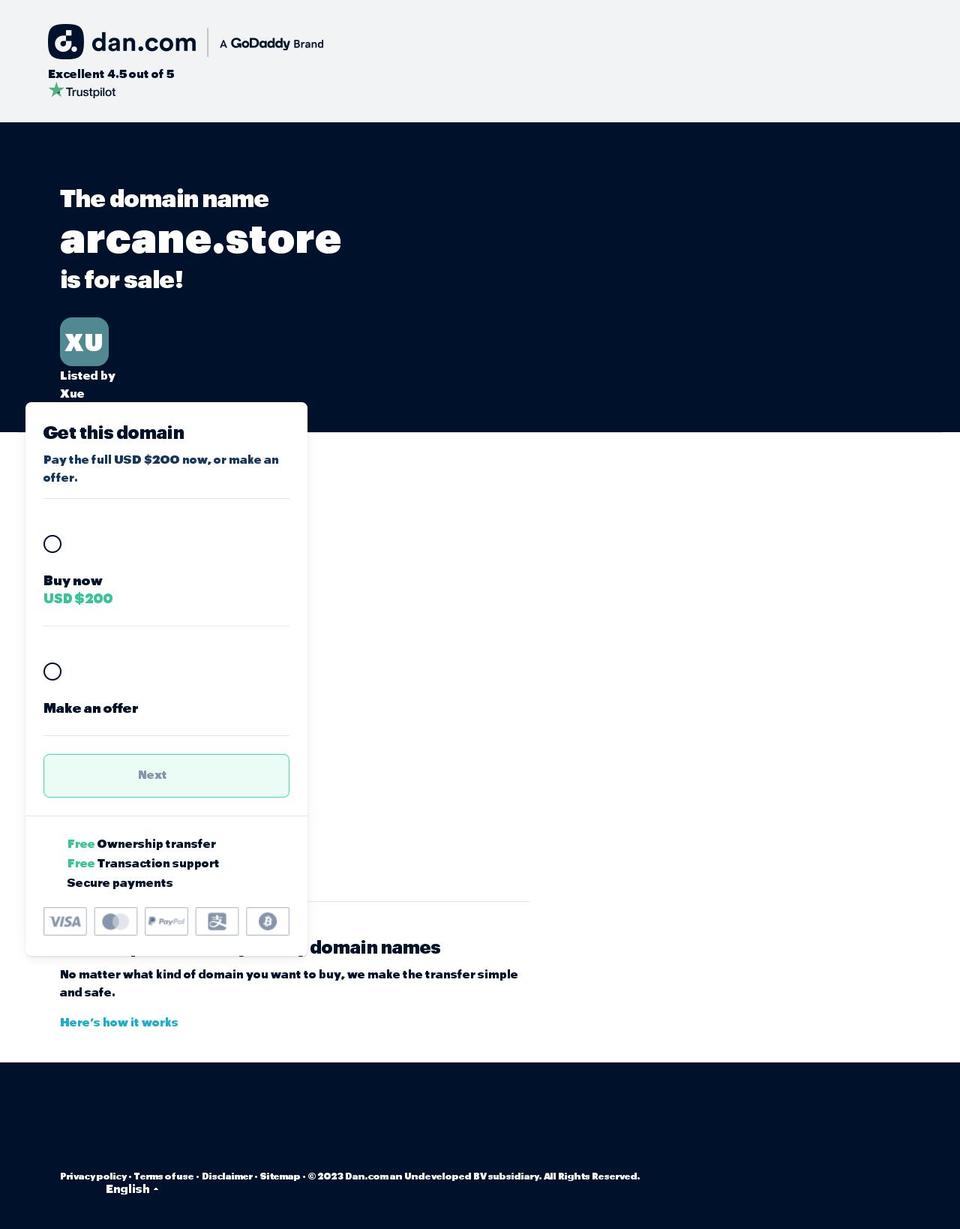 arcane.store shopify website screenshot