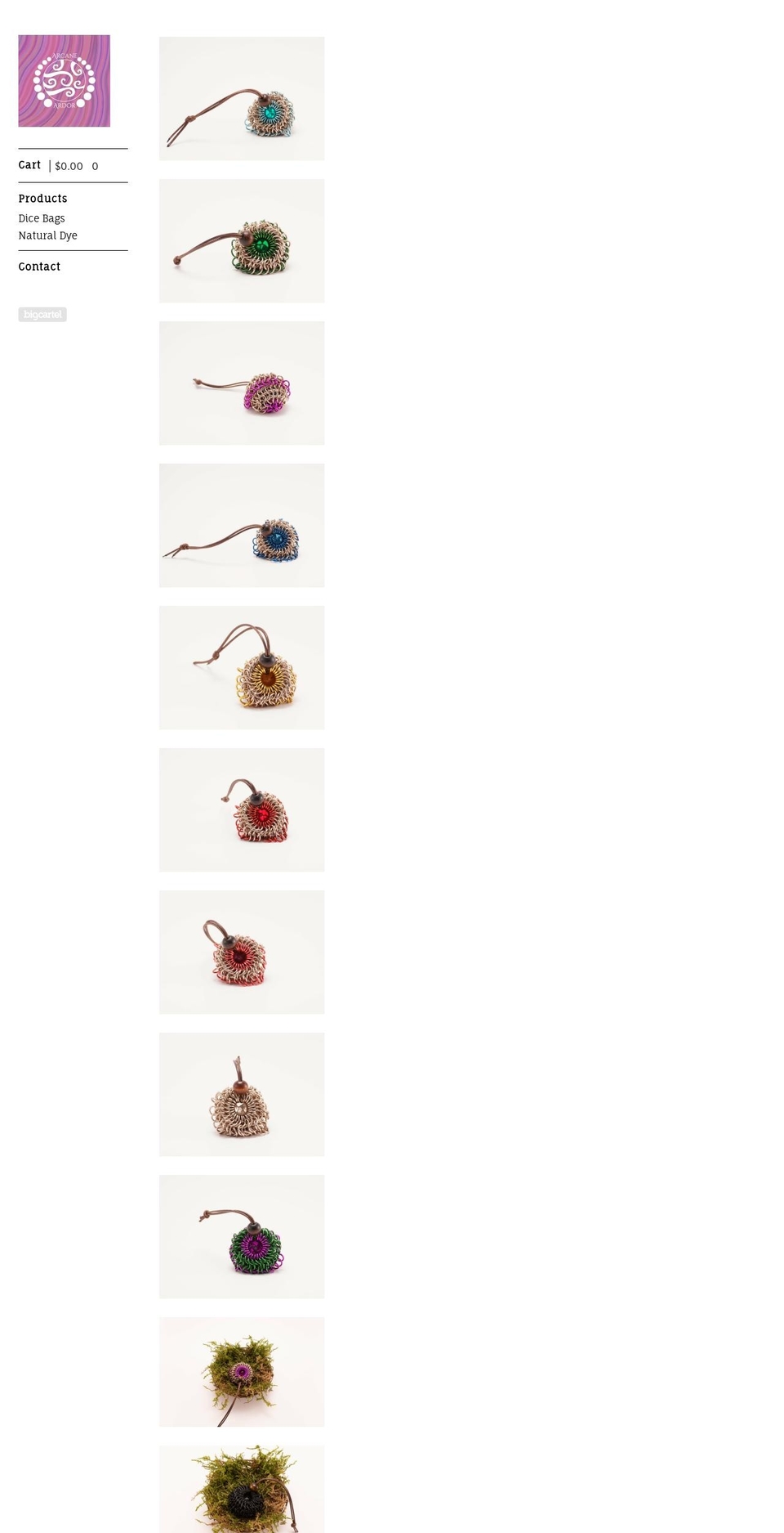 arcaneardor.com shopify website screenshot