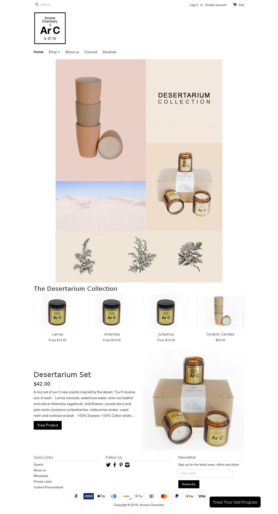 arcanechemistry.com shopify website screenshot