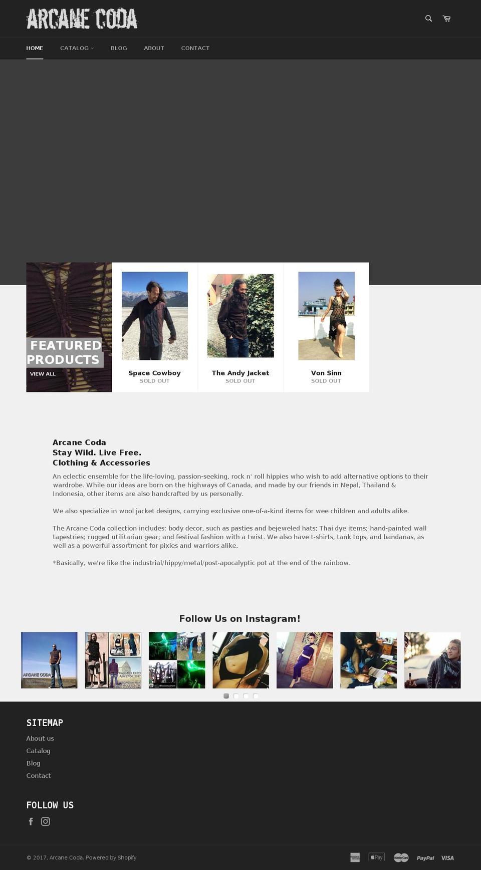 arcanecoda.com shopify website screenshot