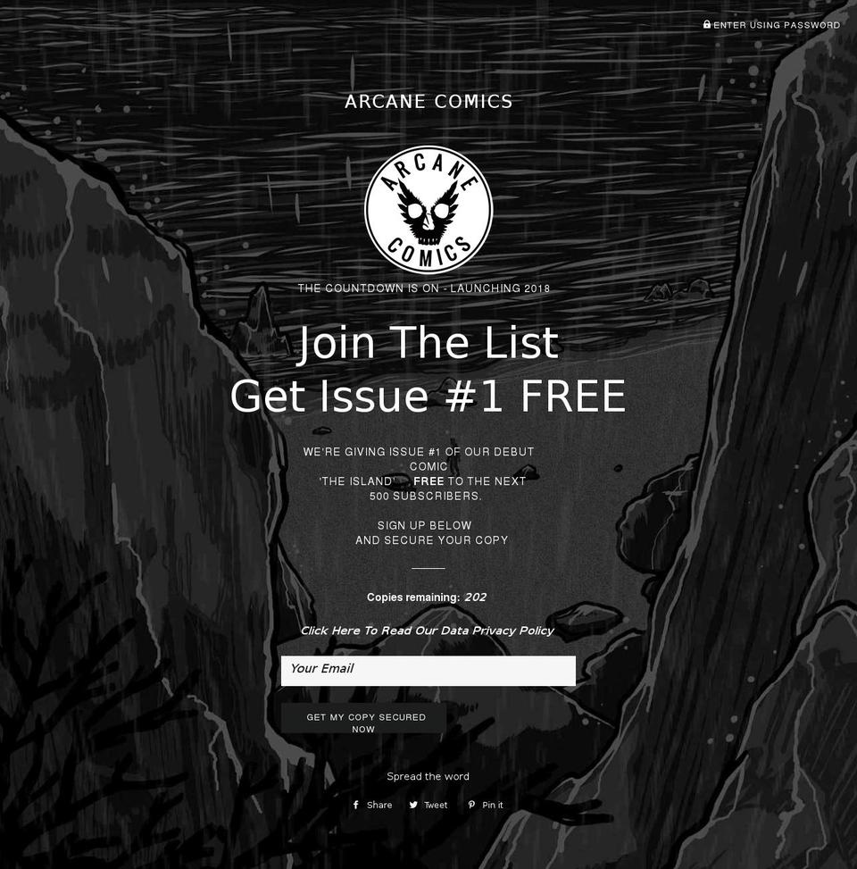 arcanecomics.com — Shopify storefront screenshot