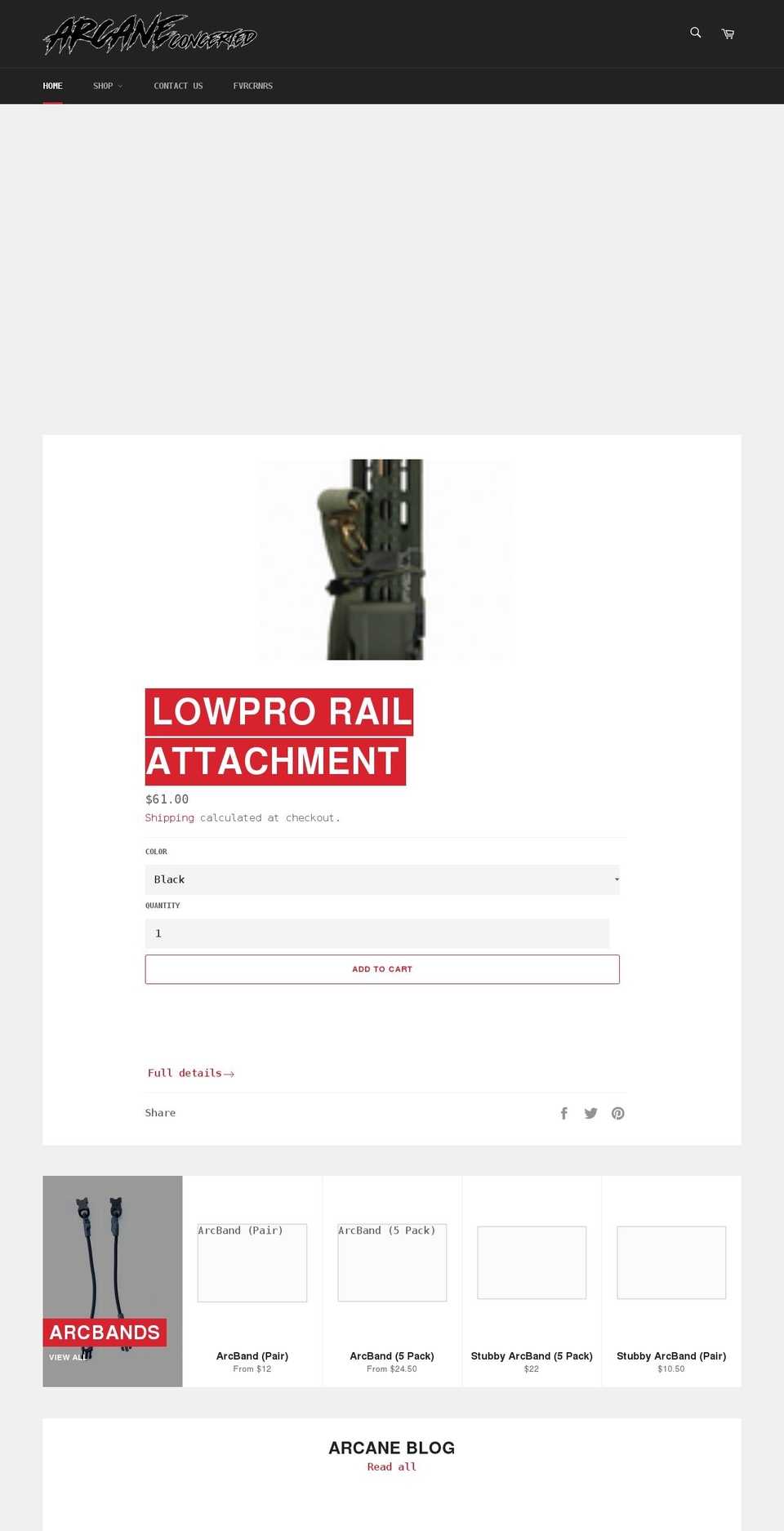 arcaneconcerted.com shopify website screenshot