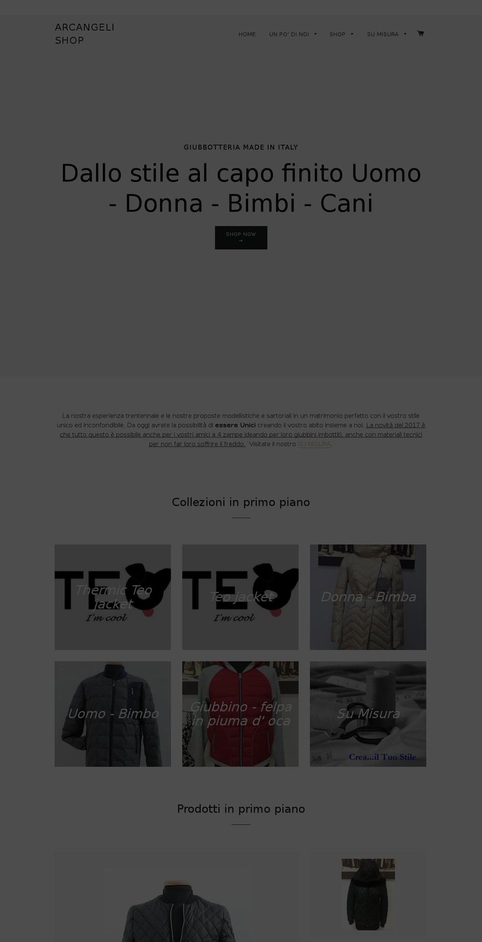 arcangeli-shop.com shopify website screenshot
