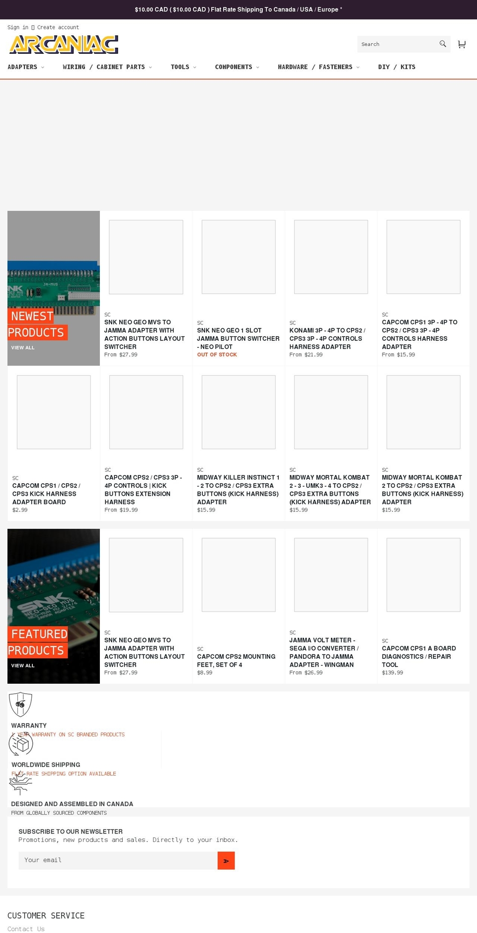 arcaniac.com shopify website screenshot
