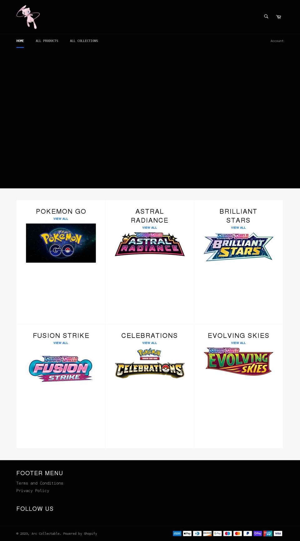 arccollectables.com shopify website screenshot