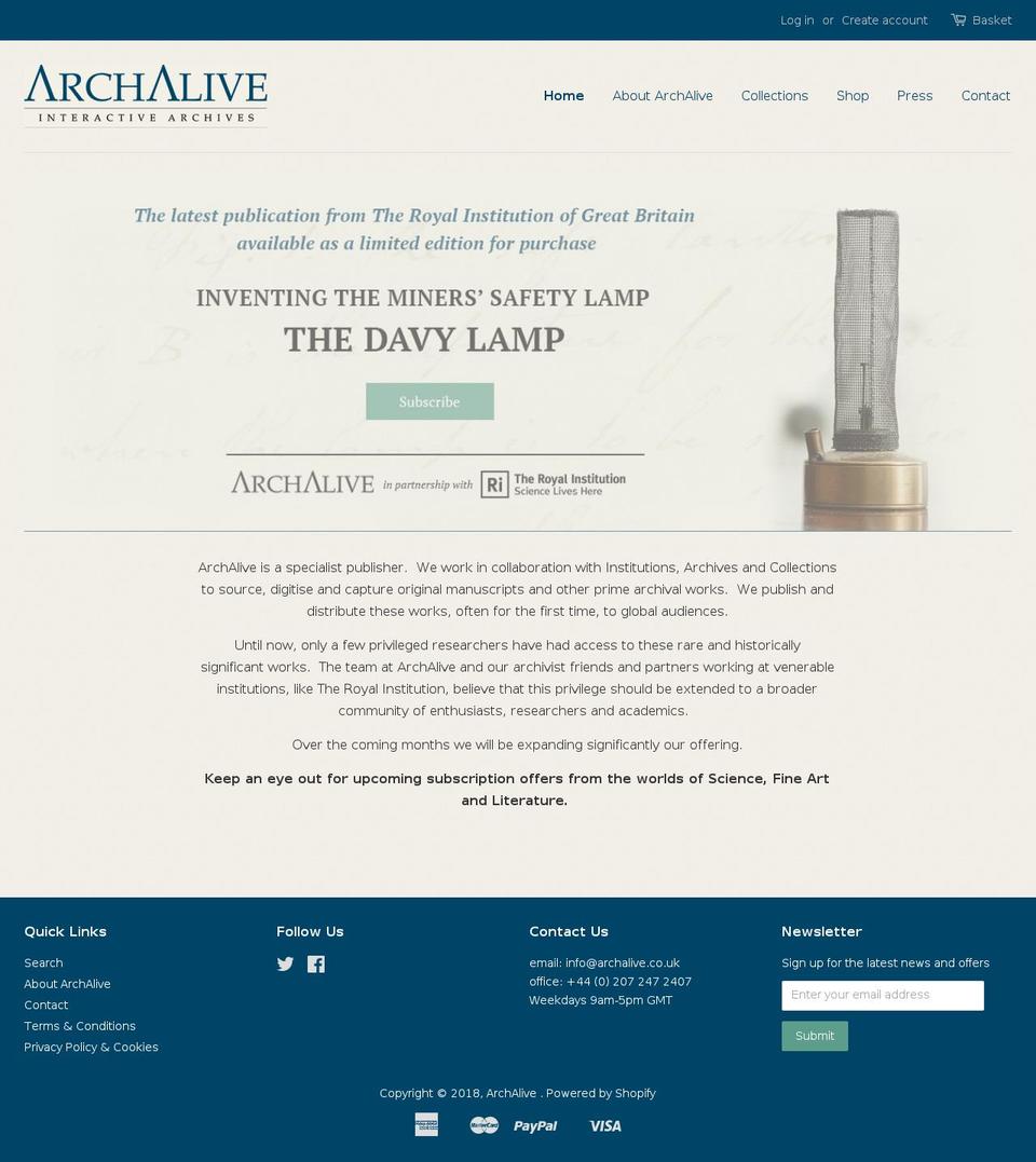 archalive.co.uk shopify website screenshot