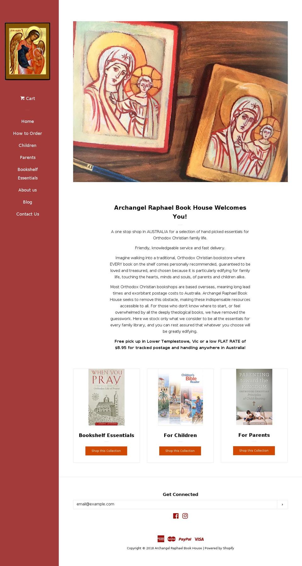 archangelraphaelbookhouse.com shopify website screenshot