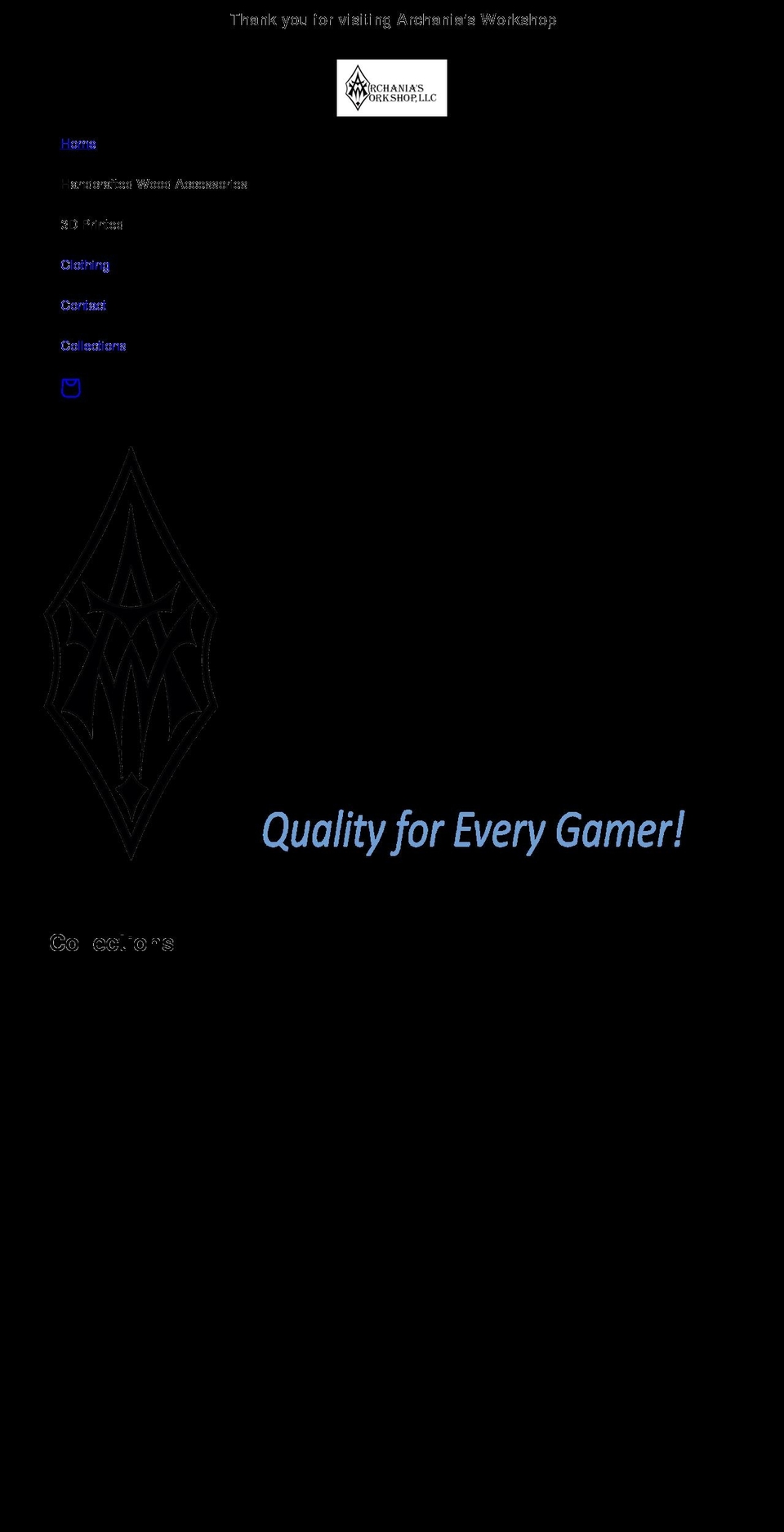 archaniaworkshop.com shopify website screenshot