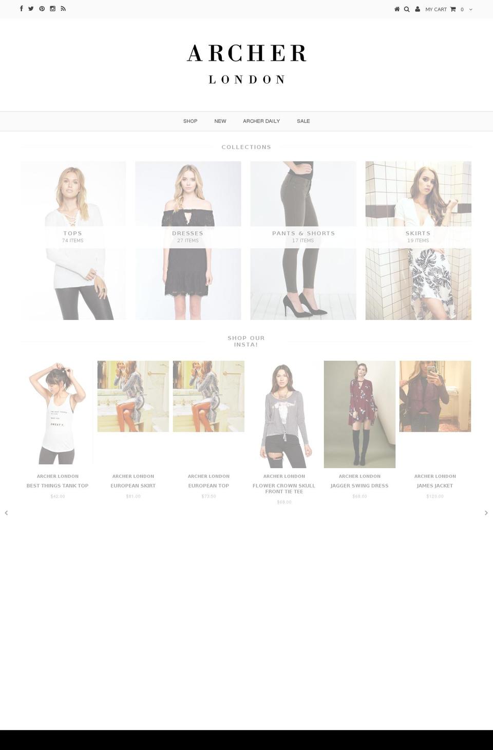 archerlondon.com shopify website screenshot