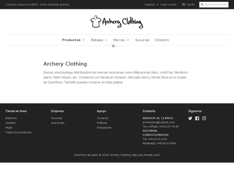 archeryqro.com — Shopify storefront screenshot