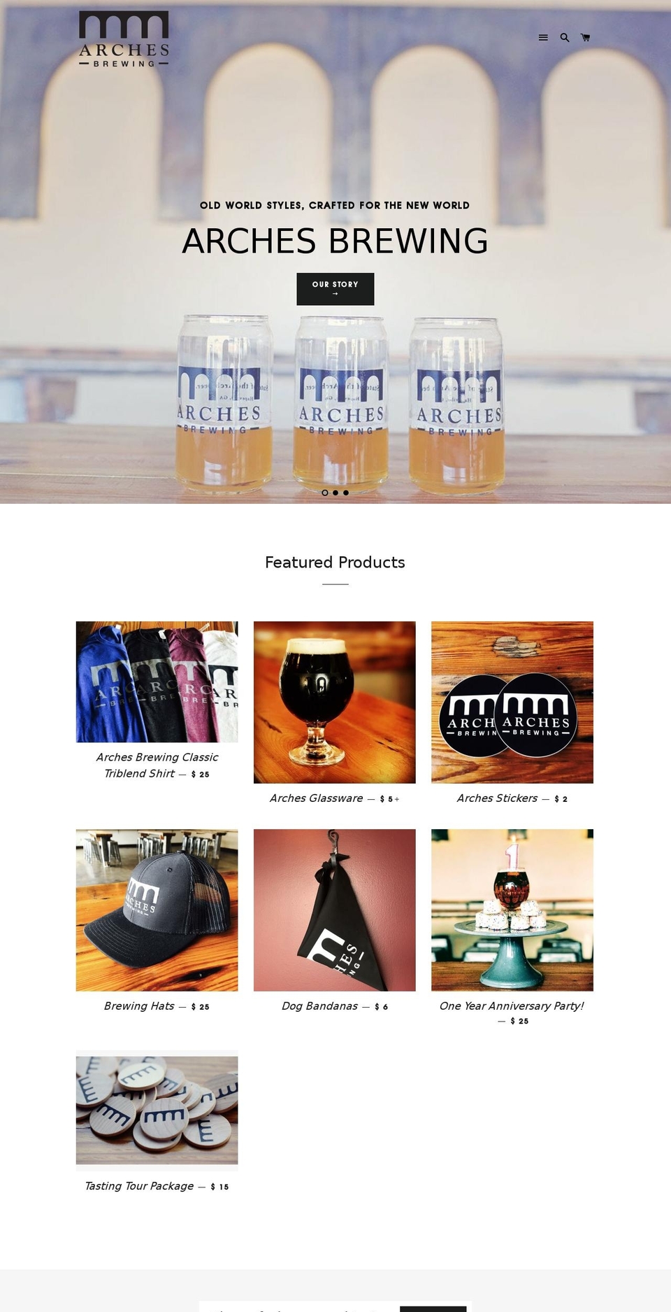 archesbrewingco.com shopify website screenshot