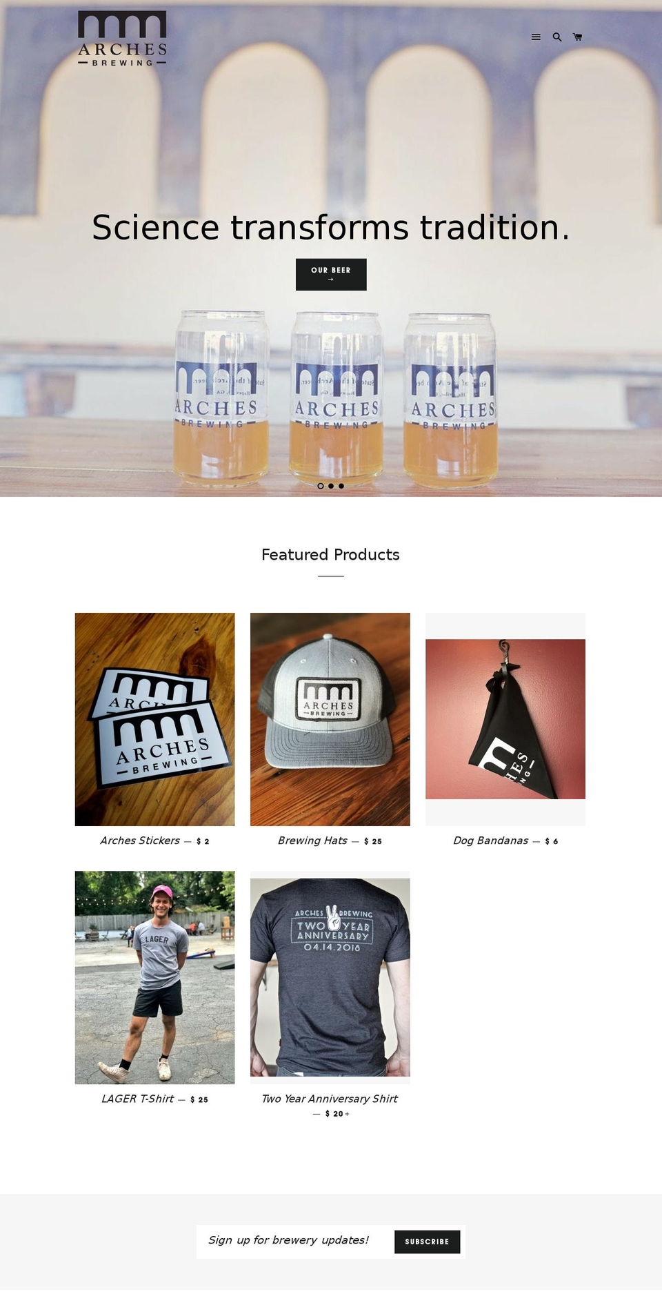 archesbrewingcompany.com — Shopify storefront screenshot