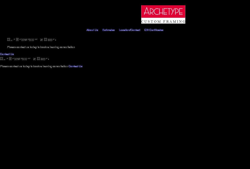 archetypeframing.ca shopify website screenshot