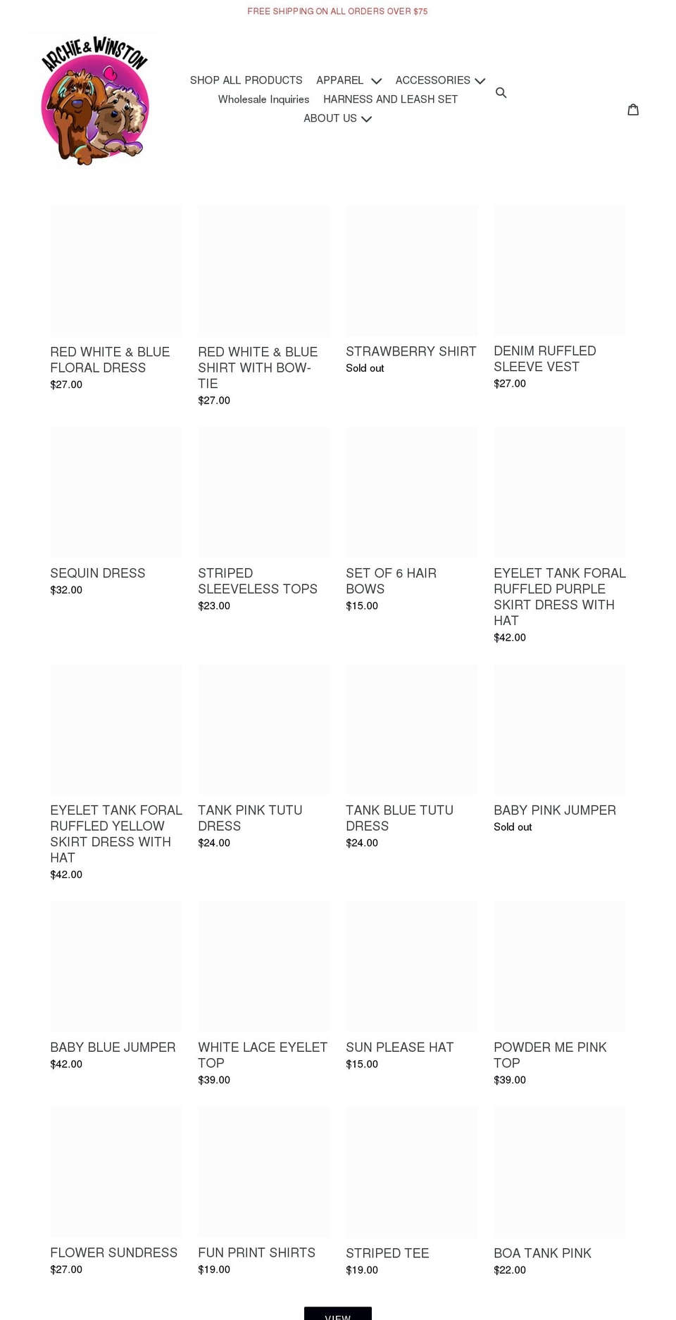 archieandwinston.com shopify website screenshot