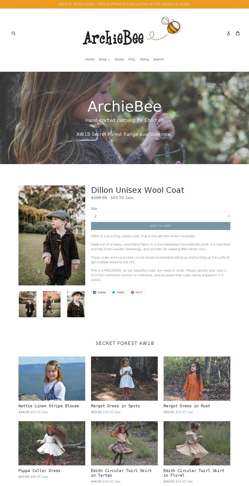 archiebee.com — Shopify storefront screenshot