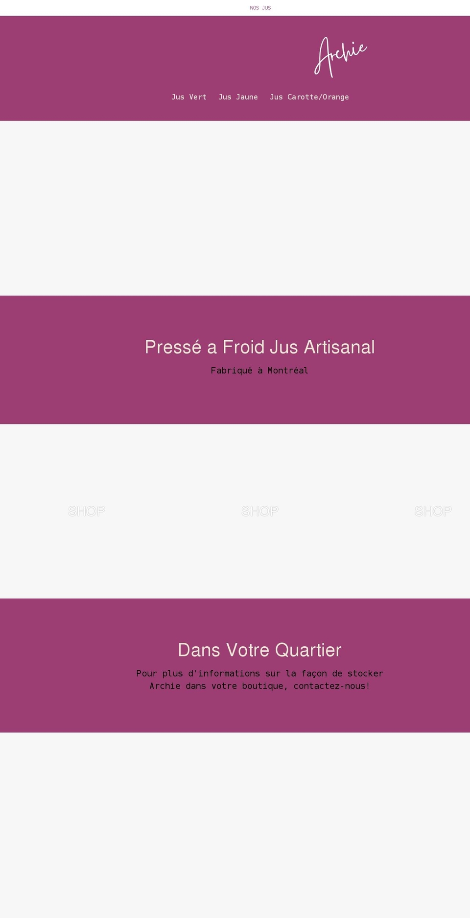 archiejuice.com shopify website screenshot