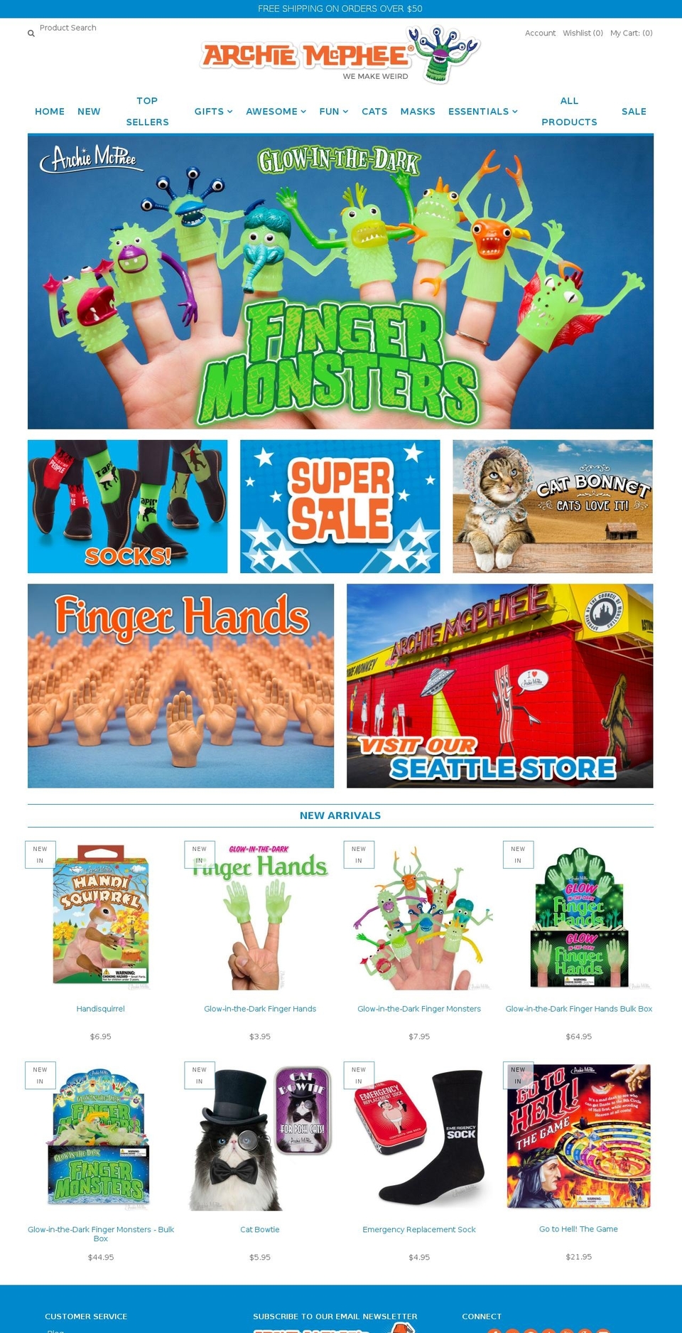 archiemcphee.com shopify website screenshot