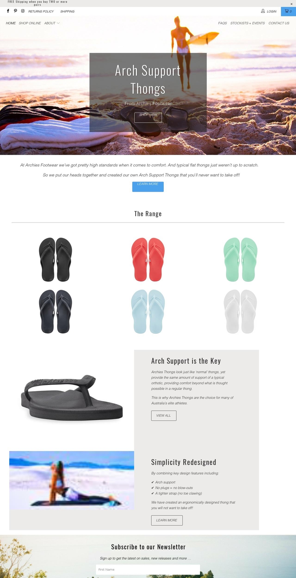archiesfootwear.net shopify website screenshot