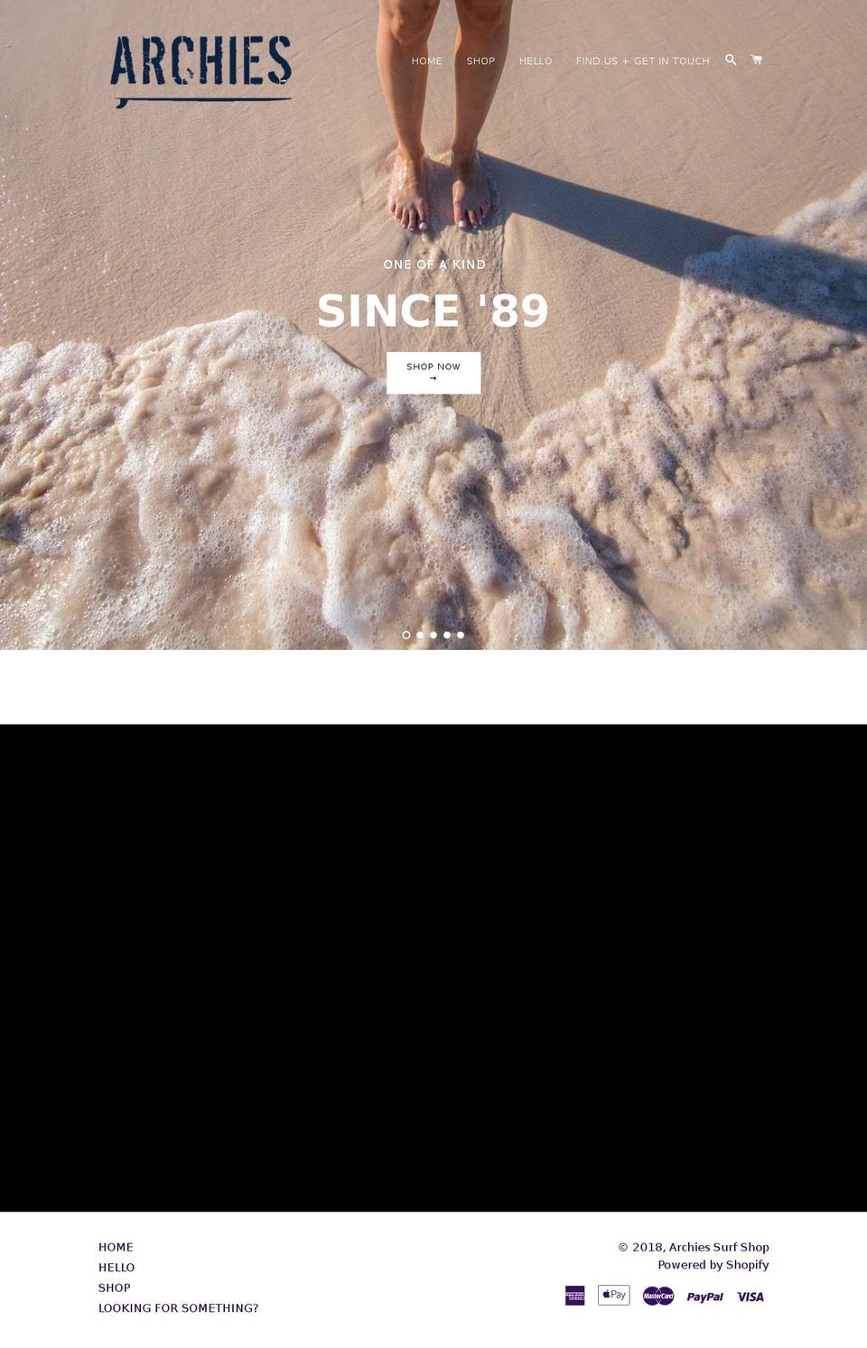 archiessurfshop.com — Shopify storefront screenshot
