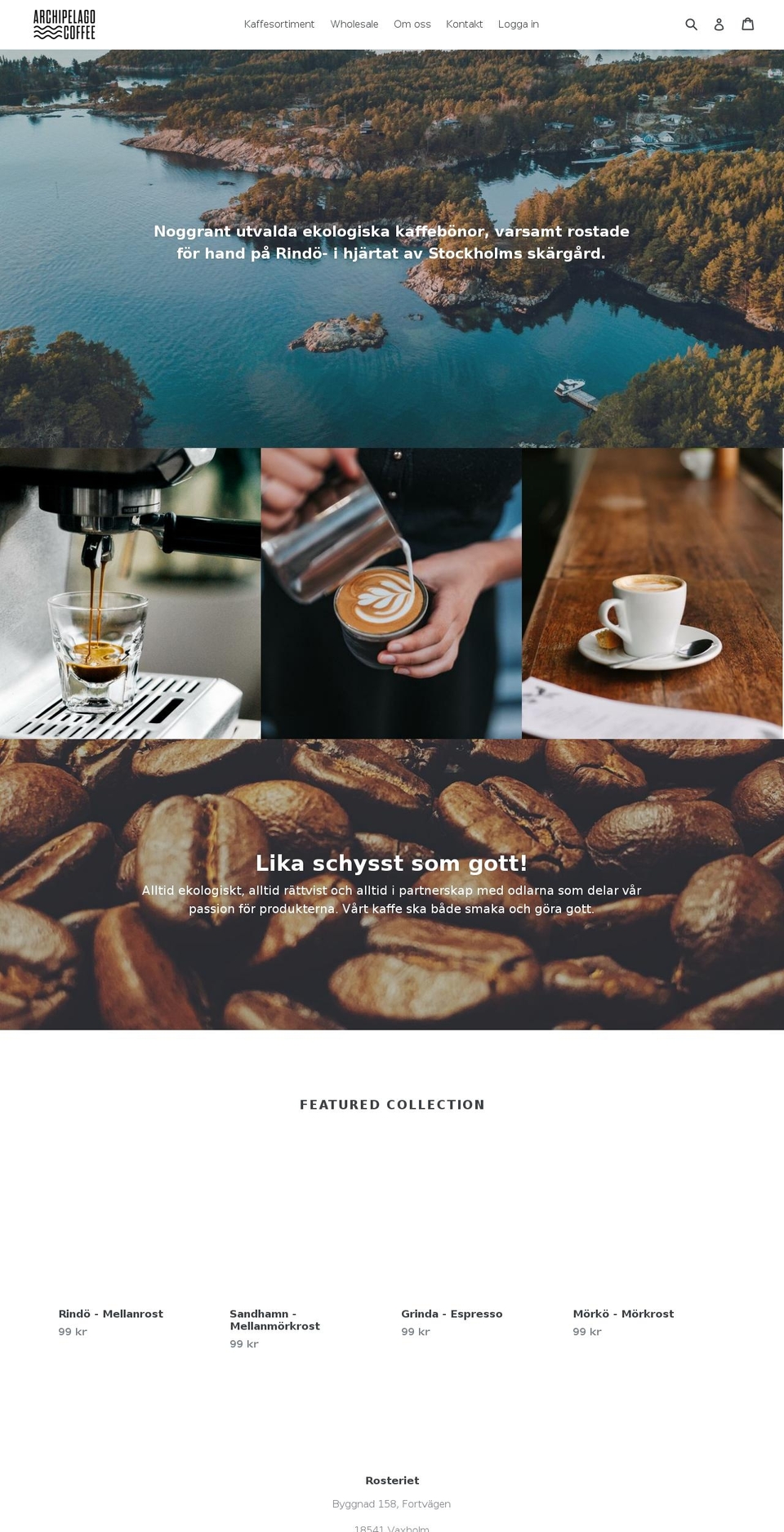 archipelago.coffee shopify website screenshot
