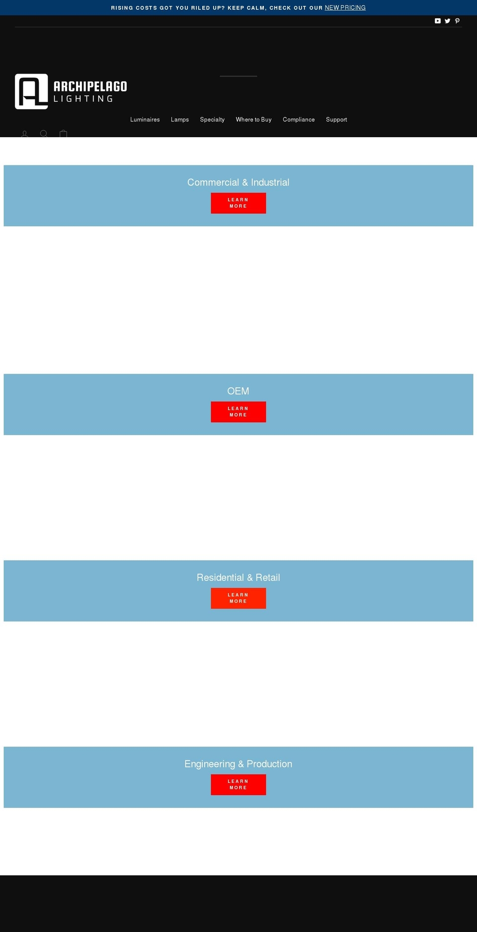 archipelagolighting.com shopify website screenshot