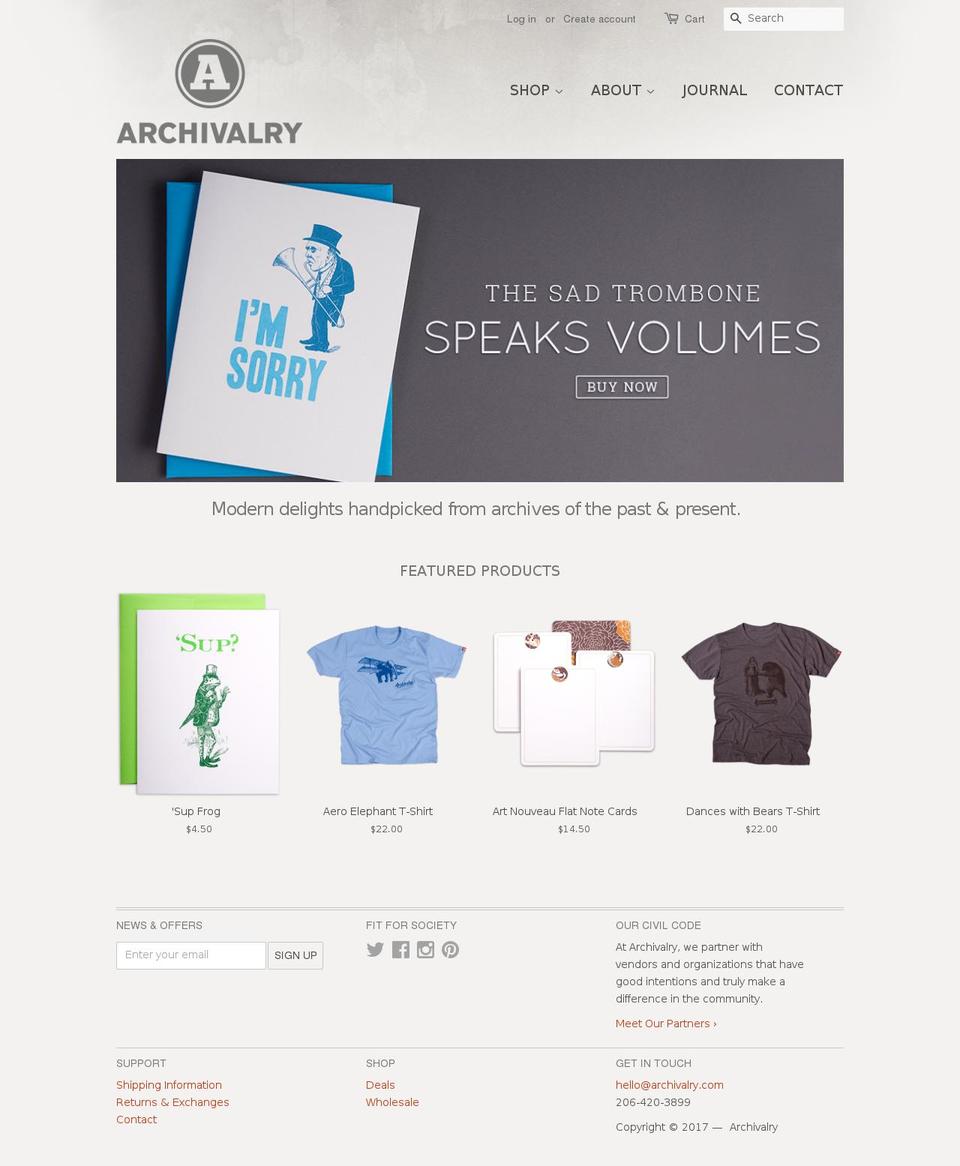 Archivalry 1.0 Shopify theme site example archivalry.com