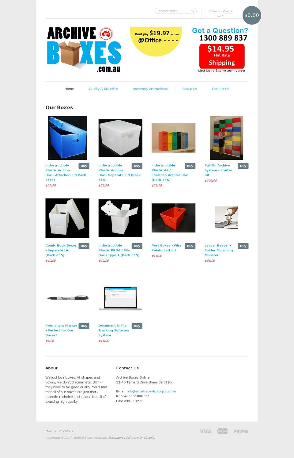 archiveboxes.com.au shopify website screenshot