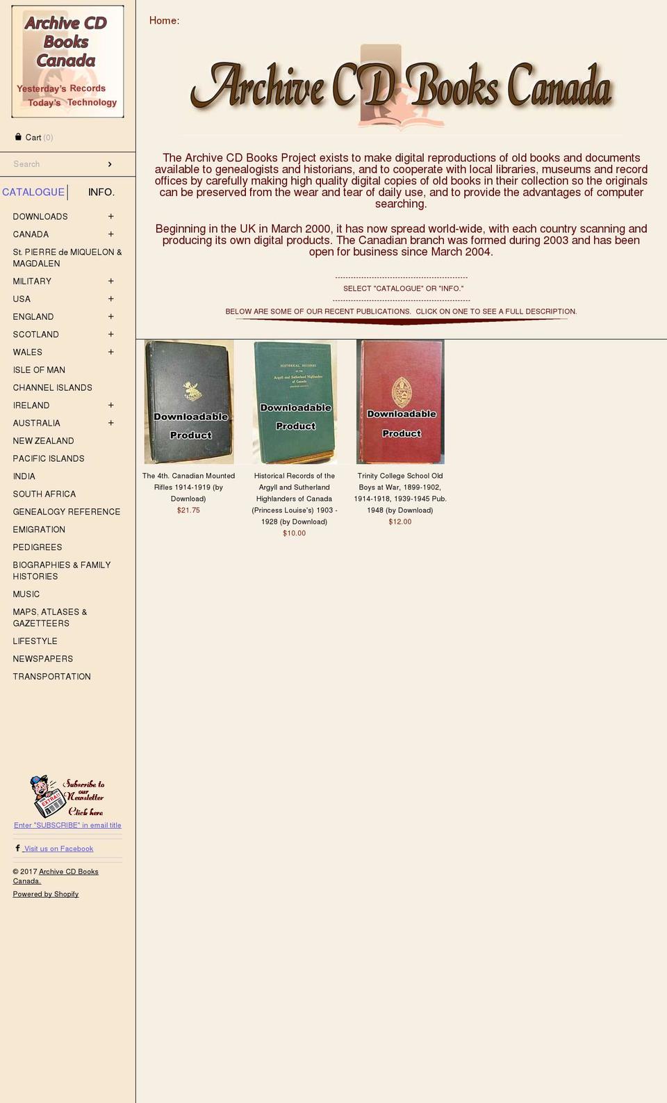 Masonry Shopify theme site example archivecdbooks.ca