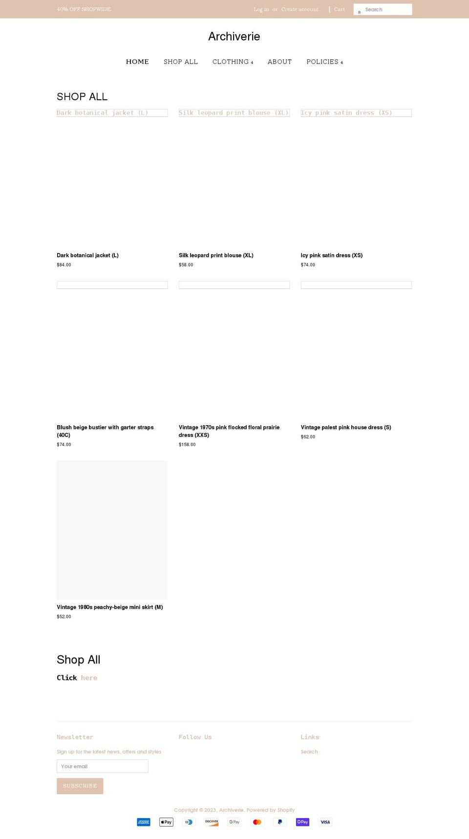 archiverievintage.com shopify website screenshot