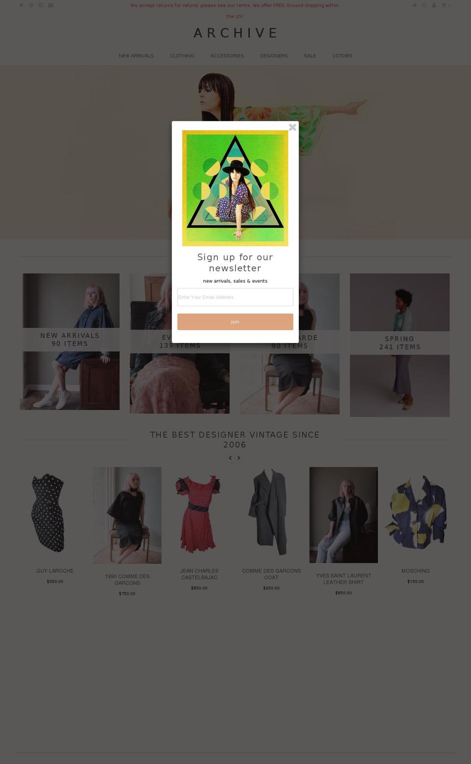 archivevintage.com shopify website screenshot