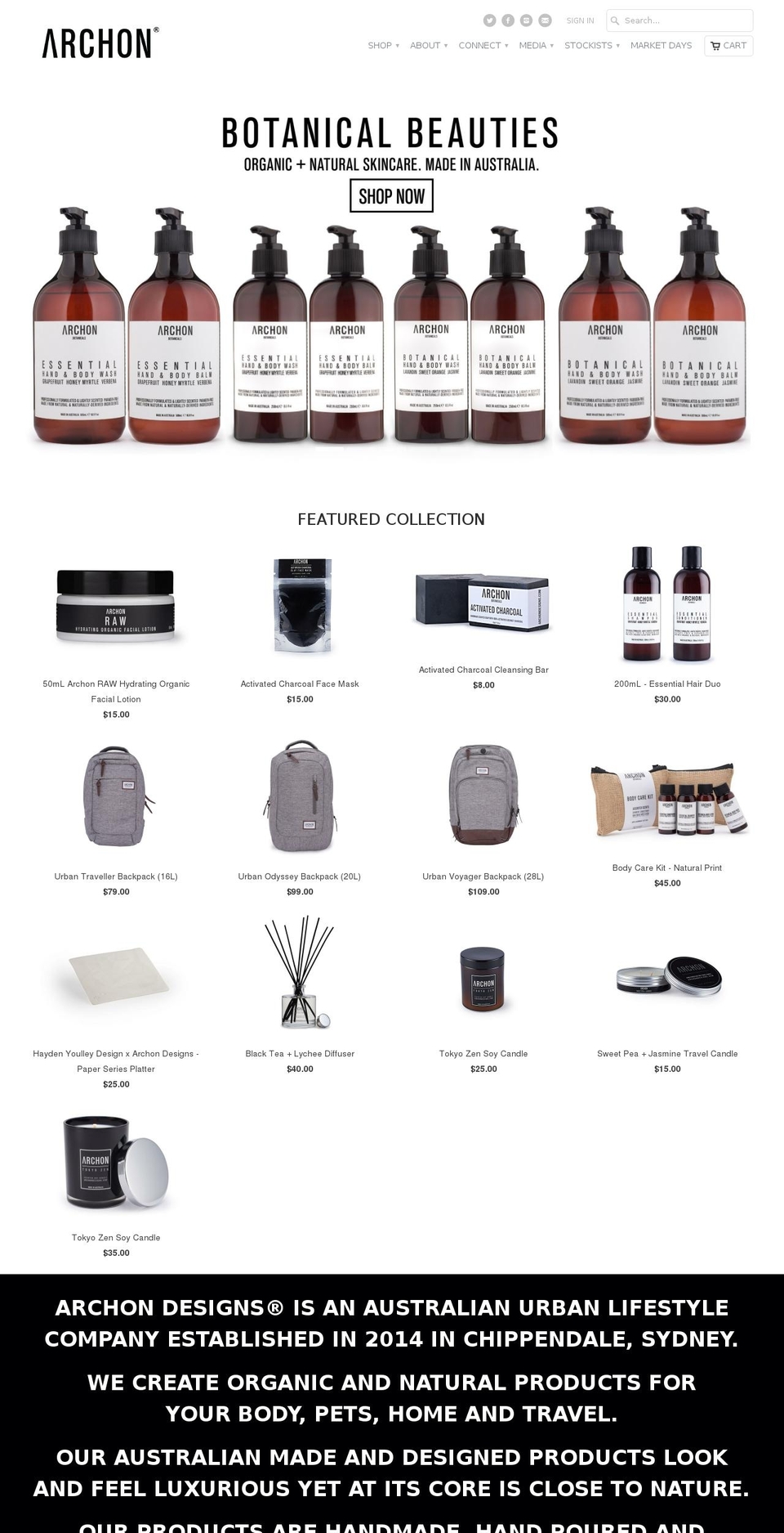 archonbags.com shopify website screenshot