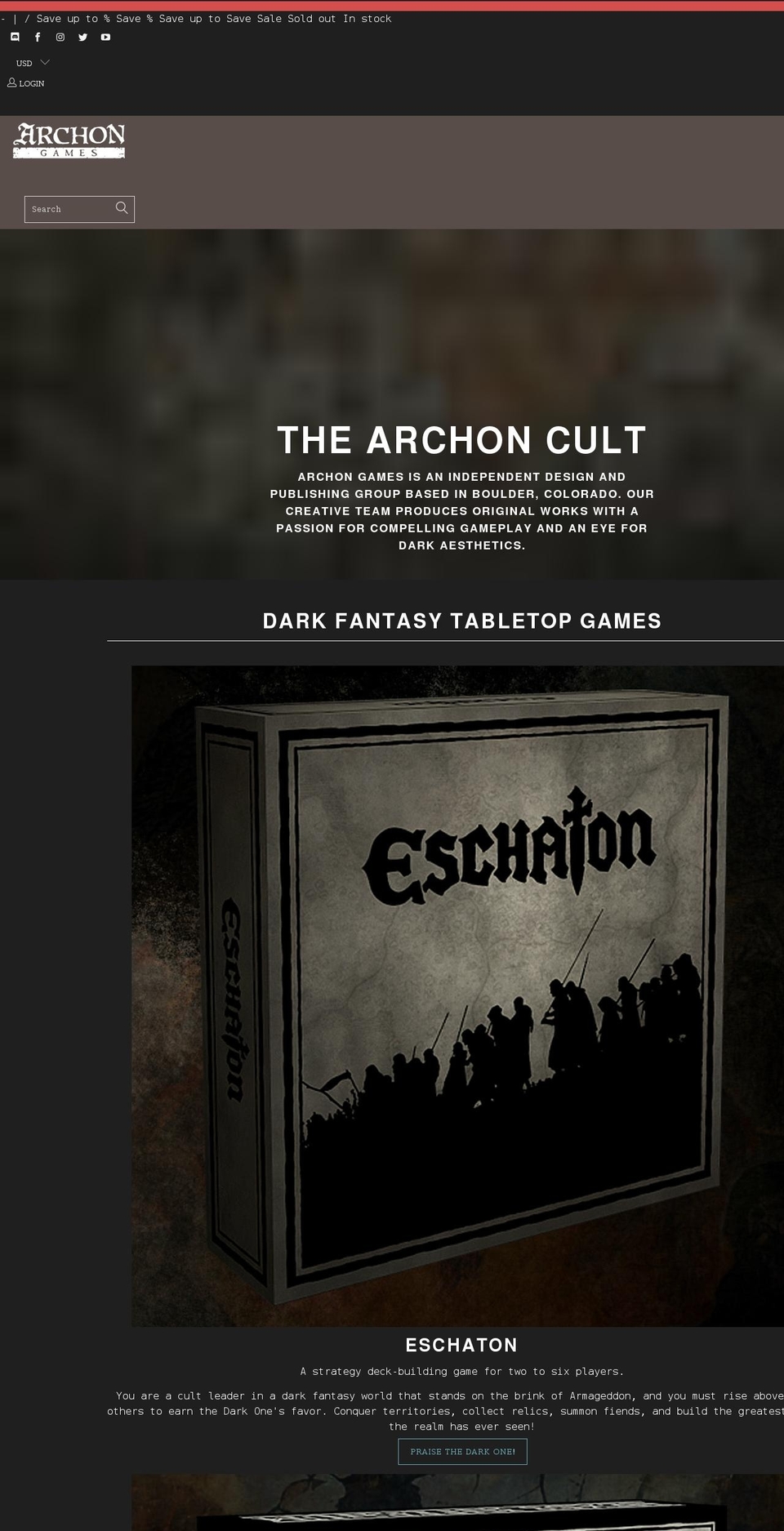 archongames.net shopify website screenshot