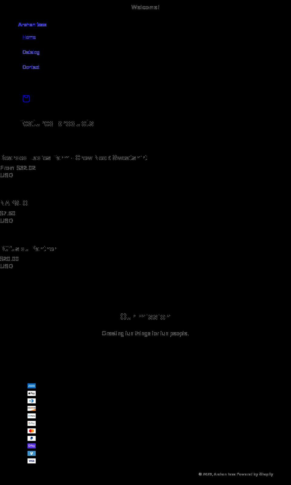 archontees.com shopify website screenshot