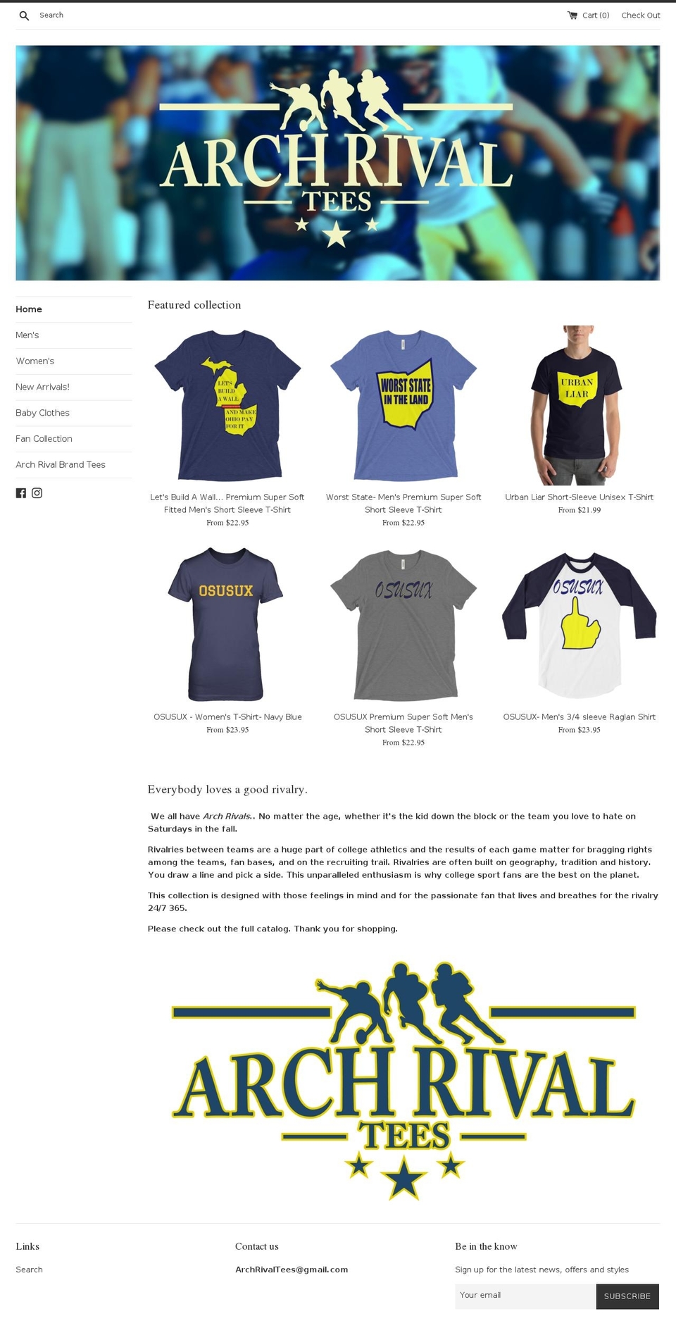 archrivaltees.com — Shopify storefront screenshot