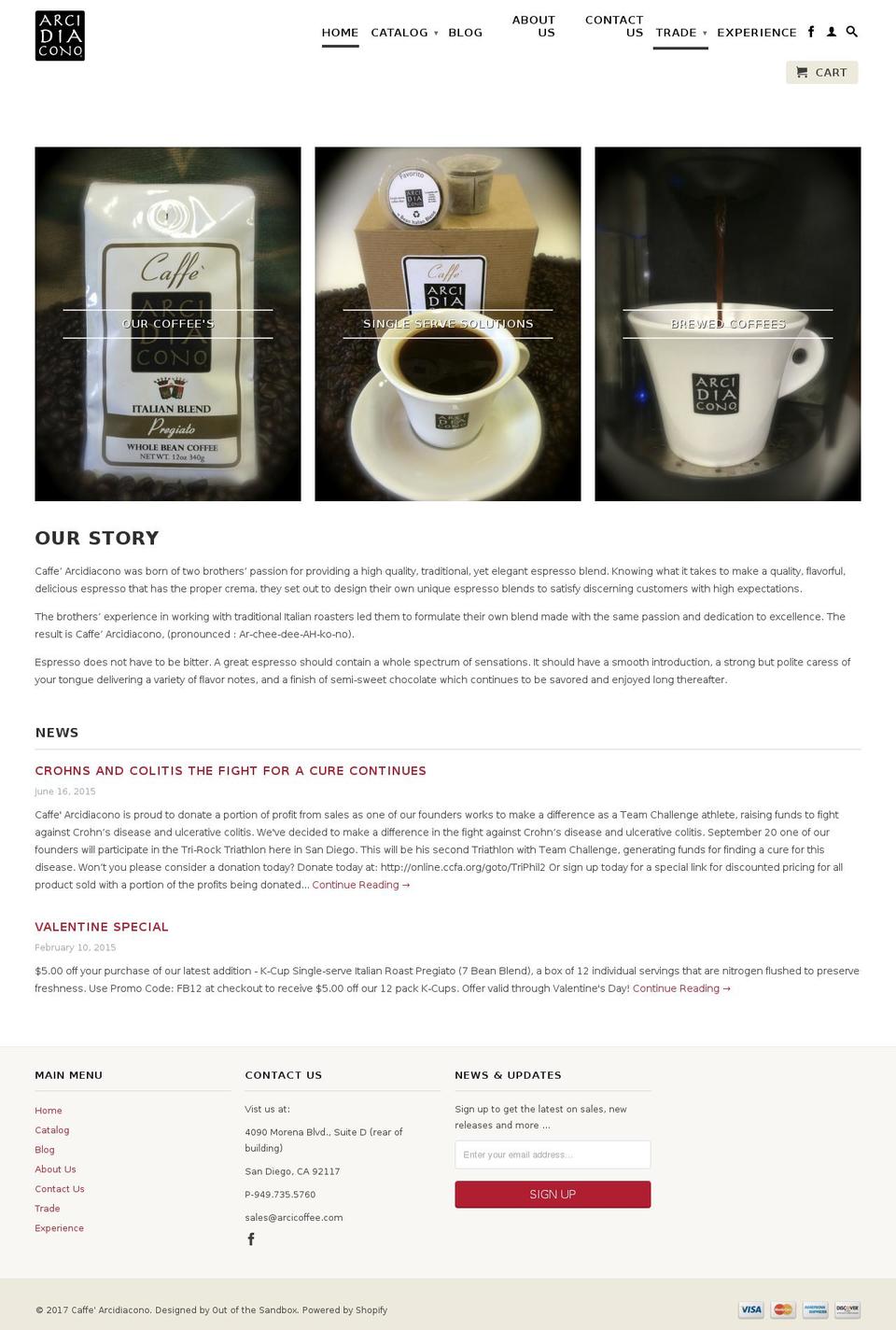 arcicoffee.com shopify website screenshot