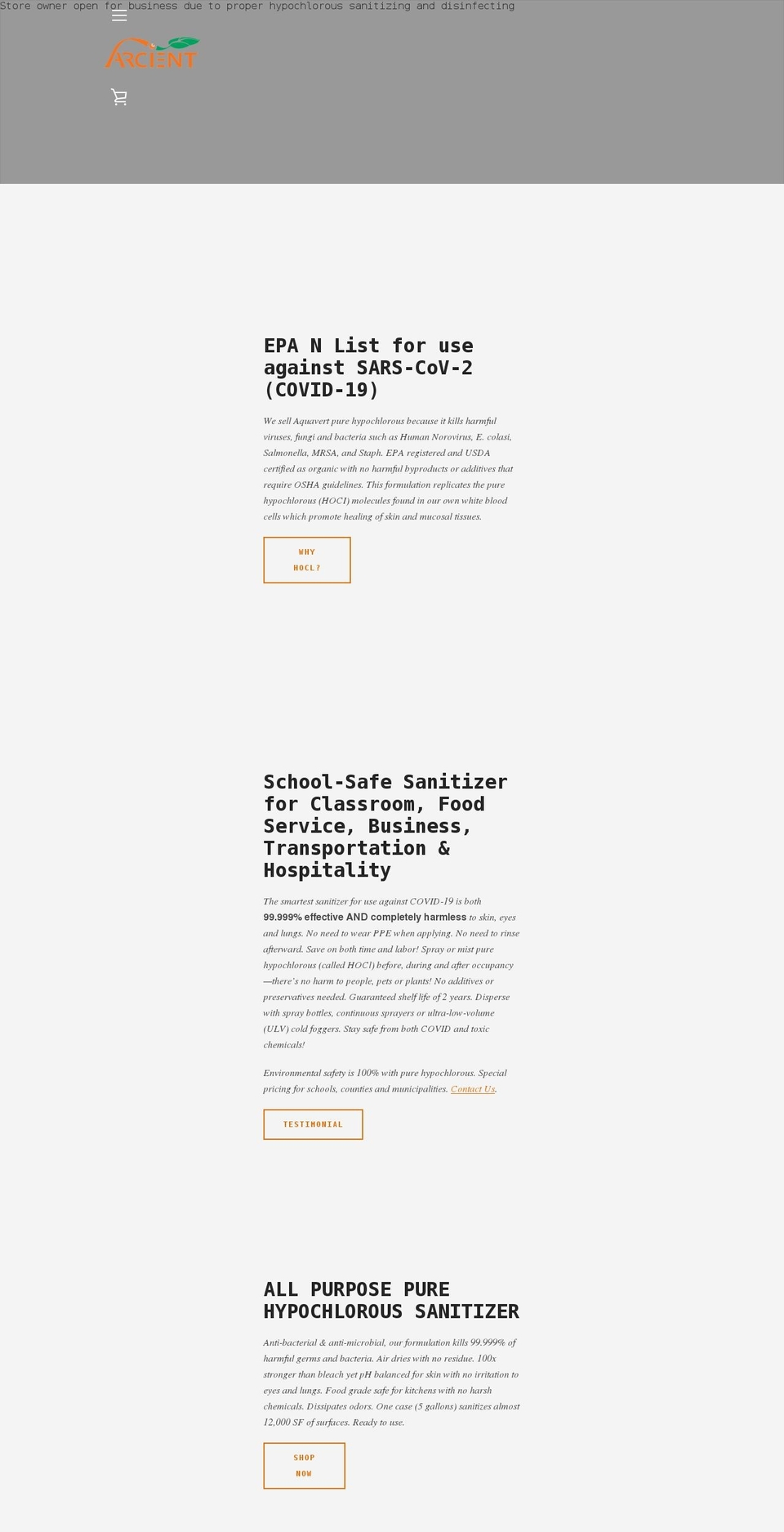 arcient.com shopify website screenshot