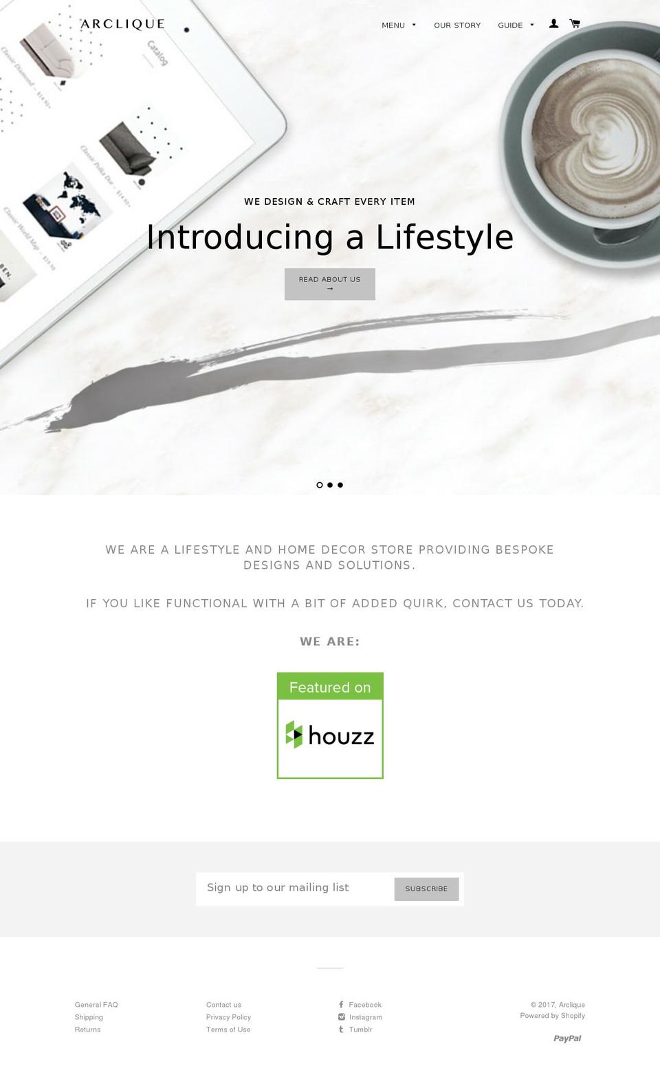 arclique.com shopify website screenshot