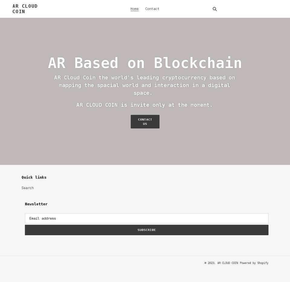 arcloudcoin.com shopify website screenshot