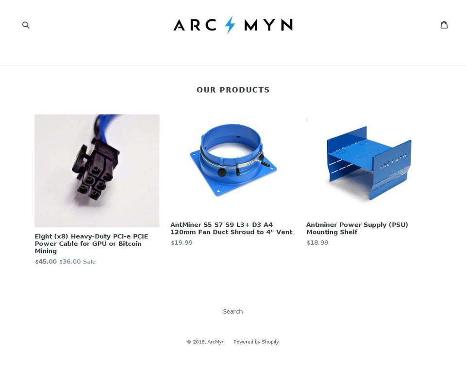 arcmyn.com — Shopify storefront screenshot
