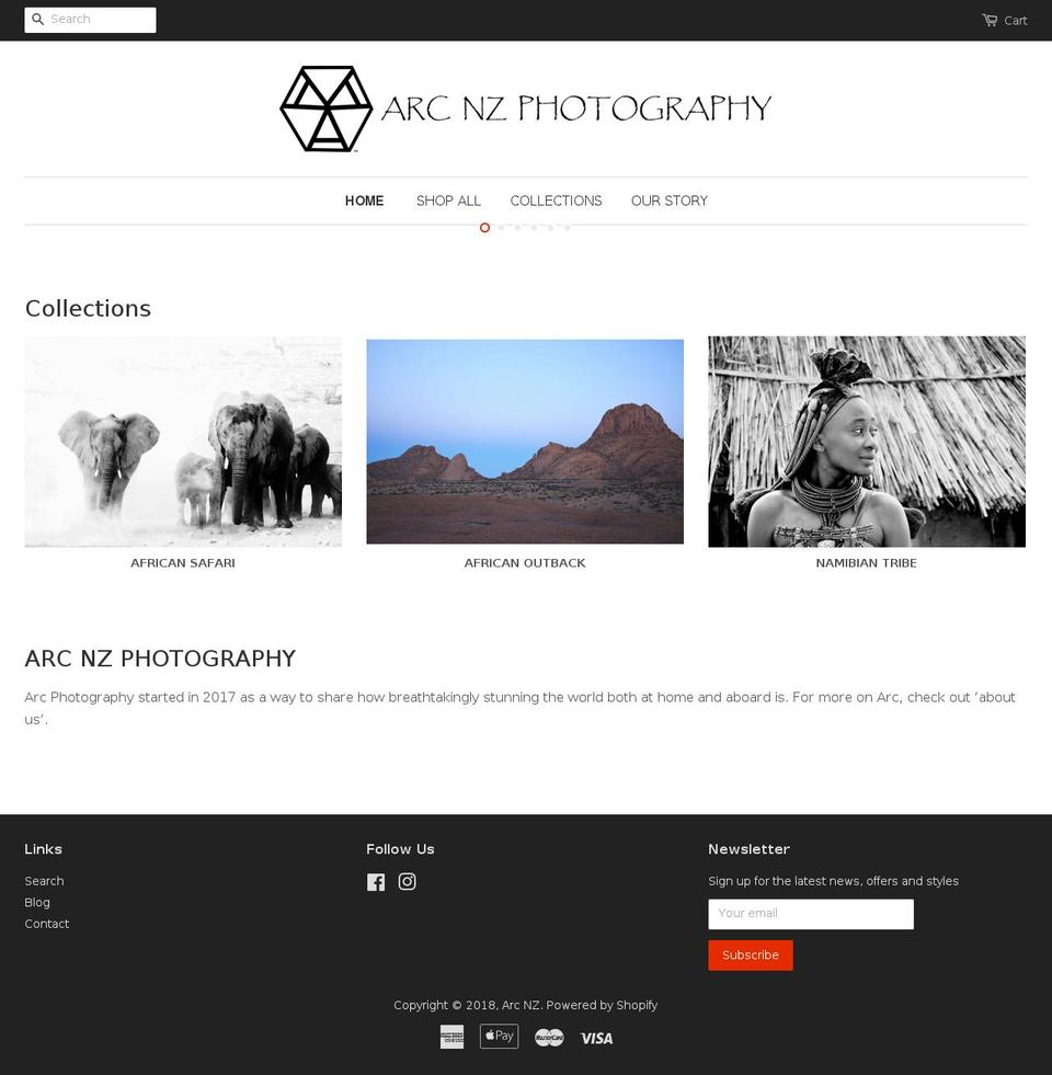 arcnzphotography.com — Shopify storefront screenshot