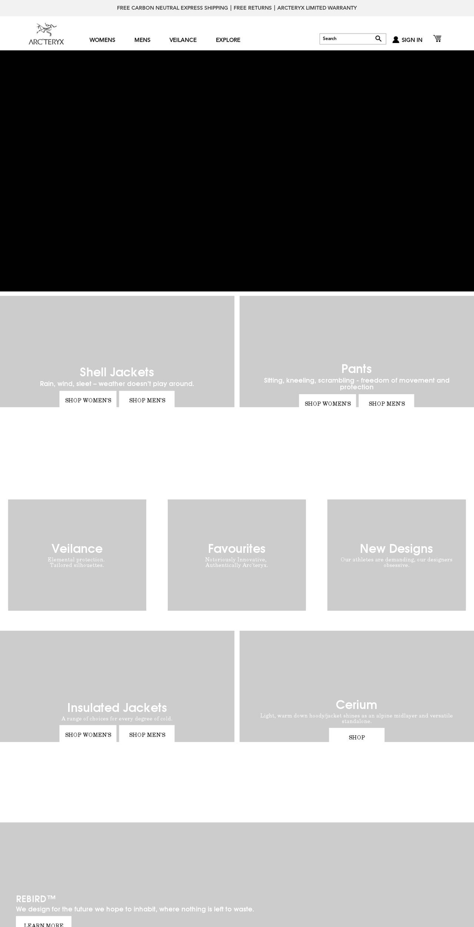 arcteryx.com.au shopify website screenshot