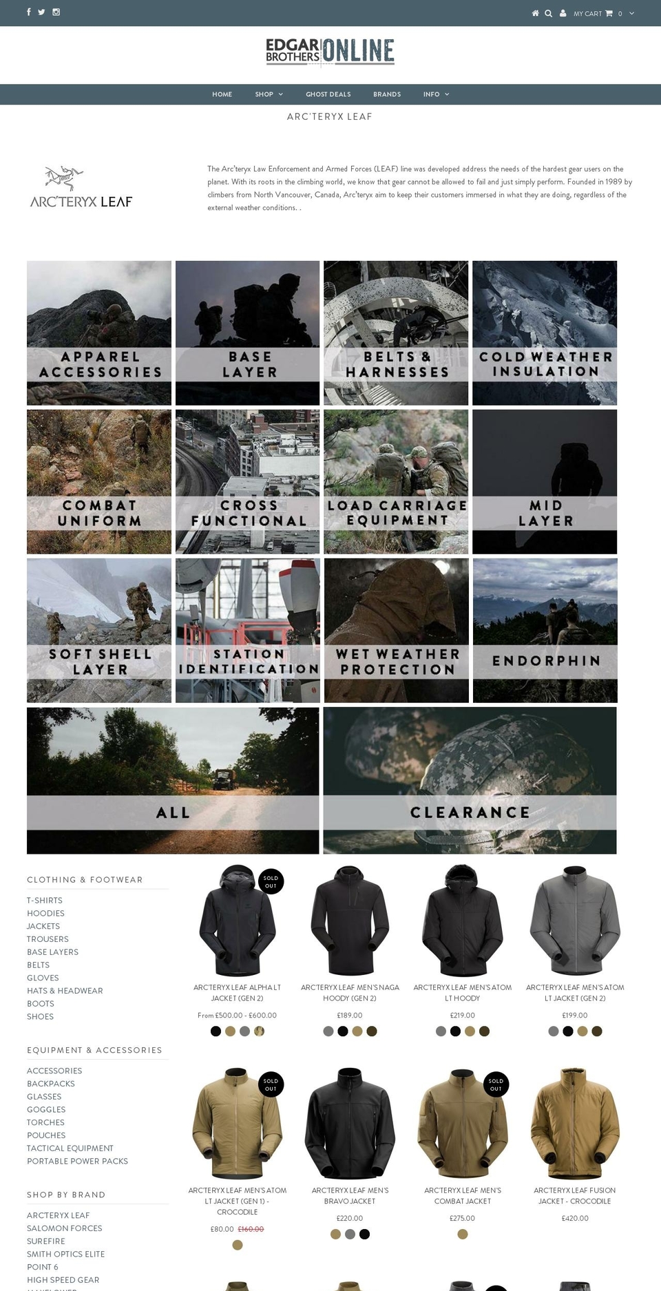 arcteryxleaf.com — Shopify storefront screenshot