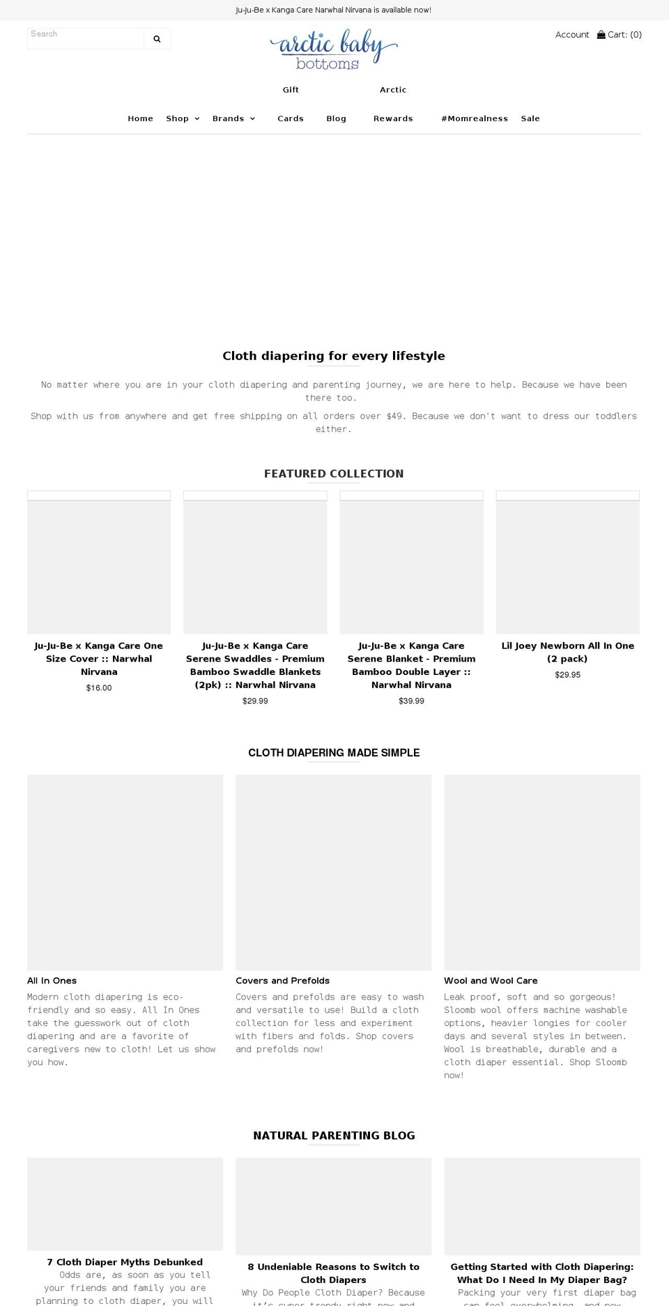 arcticbabybottoms.com — Shopify storefront screenshot